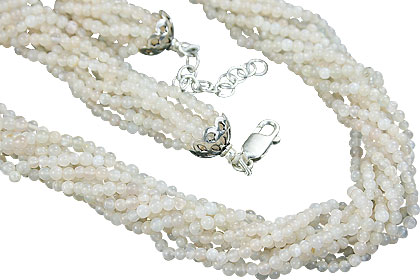 Design 9088: white moonstone multistrand necklaces