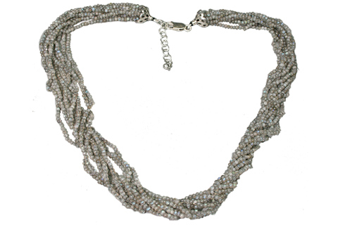 Design 9092: multi-color labradorite multistrand necklaces