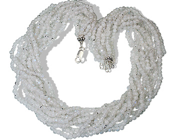Design 9094: white moonstone multistrand necklaces