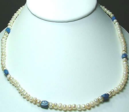 Design 921: blue,white pearl necklaces