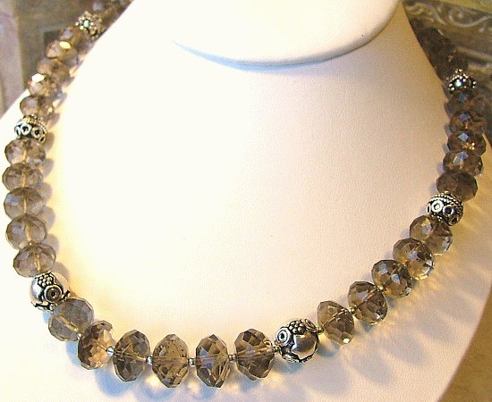 Design 999: gray smoky quartz ethnic necklaces