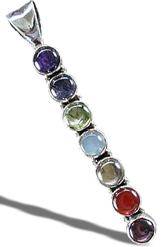Design 1268: green,purple,red multi-stone chakra pendants