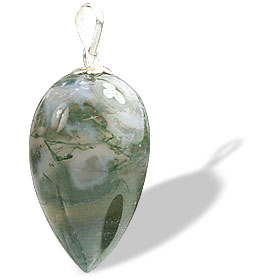 Design 1610: green moss agate drop pendants