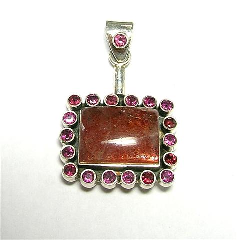 Design 1629: orange,pink sunstone pendants