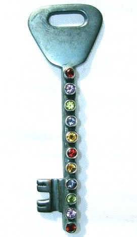 Design 1637: multi-color multi-stone key pendants