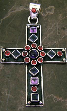 Design 1644: purple,red,multi-color multi-stone christian pendants