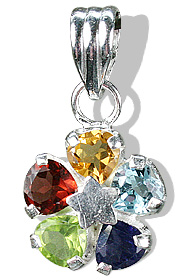 Design 1674: multi multi-stone flower pendants