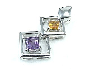Design 1678: yellow,purple amethyst pendants