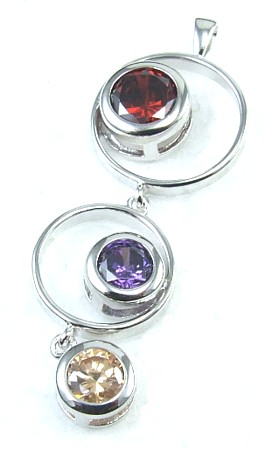 Design 1679: multi-color multi-stone art-deco pendants