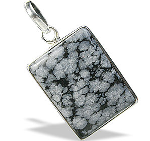 Design 1732: black snowflake obsidian pendants