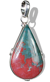 Design 1757: green,red bloodstone drop pendants