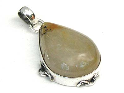 Design 1835: white,yellow rutilated quartz drop pendants