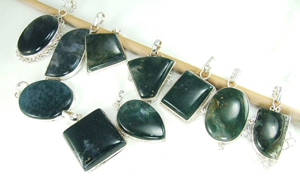 Design 5053: green moss agate pendants