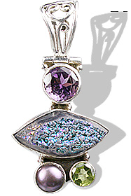 Design 5065: blue,green,purple multi-stone pendants