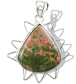Design 5221: green,red unakite pendants