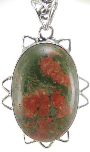 Design 5235: green,red unakite pendants