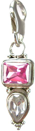 Design 5252: Pink/ White cubic zirconia zipper-pull pendants