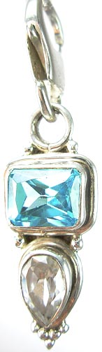 Design 5254: Blue/Clear blue topaz zipper-pull pendants