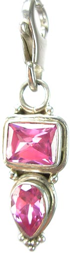 Design 5260: Pink cubic zirconia zipper-pull pendants