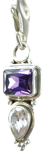 Design 5261: Purple/ White amethyst zipper-pull pendants