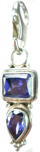Design 5263: Blue iolite zipper-pull pendants