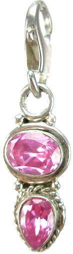 Design 5272: Pink cubic zirconia zipper-pull pendants