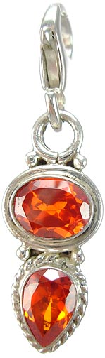 Design 5277: Red/ Orange cubic zirconia zipper-pull pendants