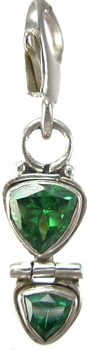 Design 5281: Green cubic zirconia zipper-pull pendants