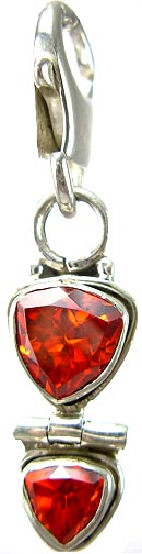 Design 5283: Red/ Orange cubic zirconia zipper-pull pendants