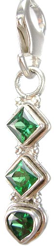 Design 5291: Green cubic zirconia zipper-pull pendants
