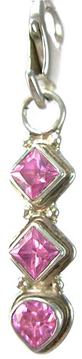 Design 5304: Pink cubic zirconia zipper-pull pendants