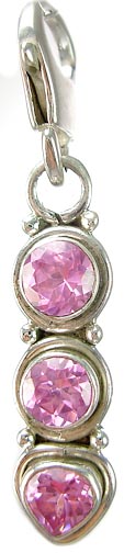 Design 5309: Pink cubic zirconia zipper-pull pendants