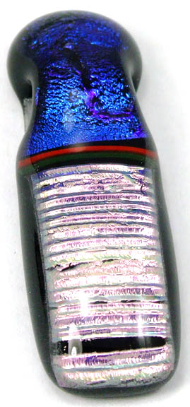Design 5477: blue,red,silver dichroic glass pendants