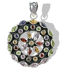 Design 5574: multi-color multi-stone pendants