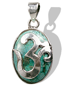 Design 6982: blue turquoise hindu, ohm pendants