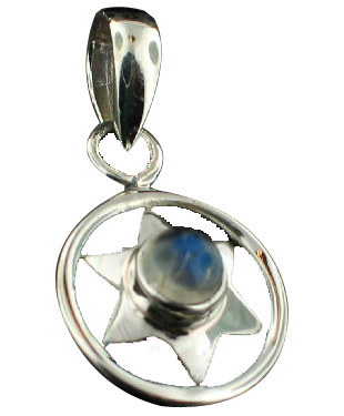 Design 6989: white moonstone drop, star pendants