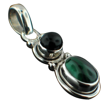 Design 6995: black,green malachite pendants