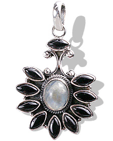 Design 709: black,white moonstone gothic-medieval pendants