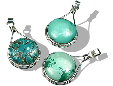 Design 710: blue,green turquoise pendants