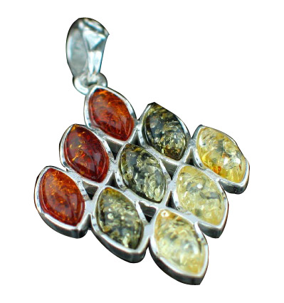 Design 7124: green,orange,yellow amber drop pendants