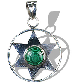 Design 7126: green malachite star pendants