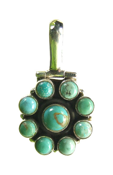 Design 7331: blue,green turquoise flower pendants