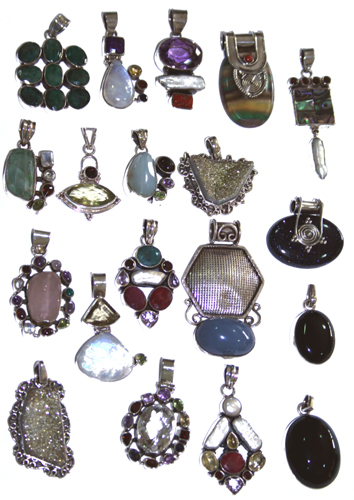 Design 7643: Purple, Blue, Green, White bulk lots pendants
