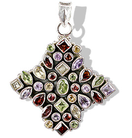 Design 7679: green,purple,red multi-stone pendants