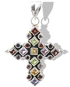 Design 772: red multi-stone christian pendants