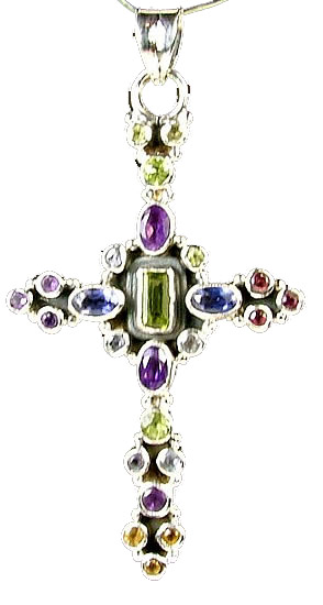 Design 776: multi-color multi-stone cross pendants