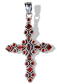 Design 779: red garnet christian, cross, faceted stones pendants
