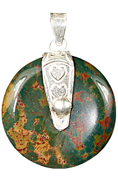 Design 8428: green bloodstone donut pendants