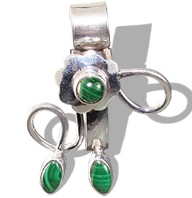 Design 8823: green malachite flower pendants
