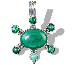 Design 8826: green malachite flower pendants